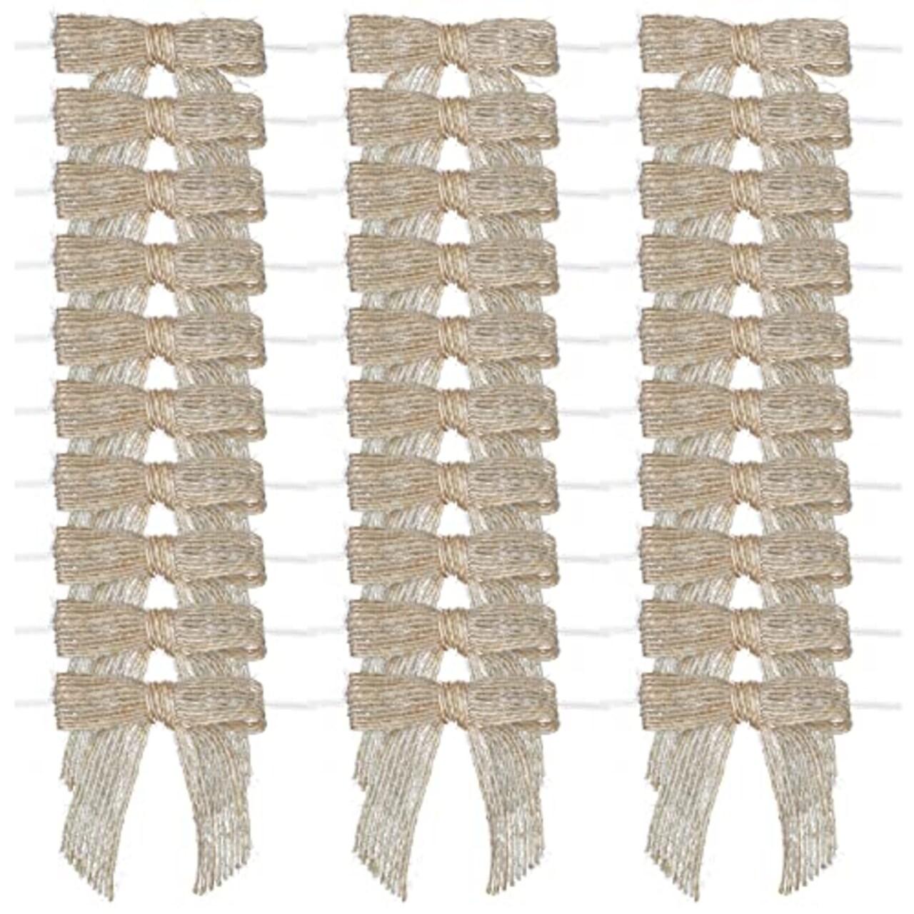 7Rainbows 30pcs Boutique 2.5&#x22; Burlap Ribbon Bows Craft Twist Tie Bows for Tying Up Packages Gift Wrapping Christmas Tree